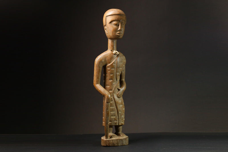 African Fante Maternity Figure Ghana Seated Female Fertility Art Figure -9117