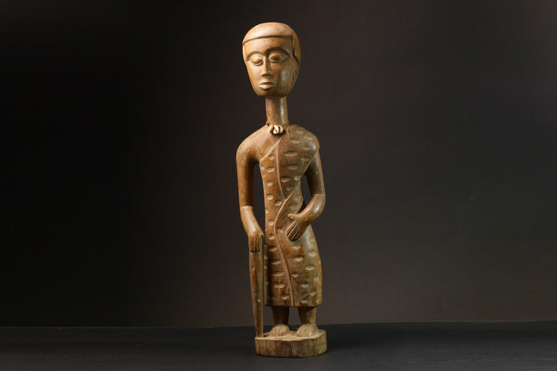 African Fante Maternity Figure Ghana Seated Female Fertility Art Figure -9117