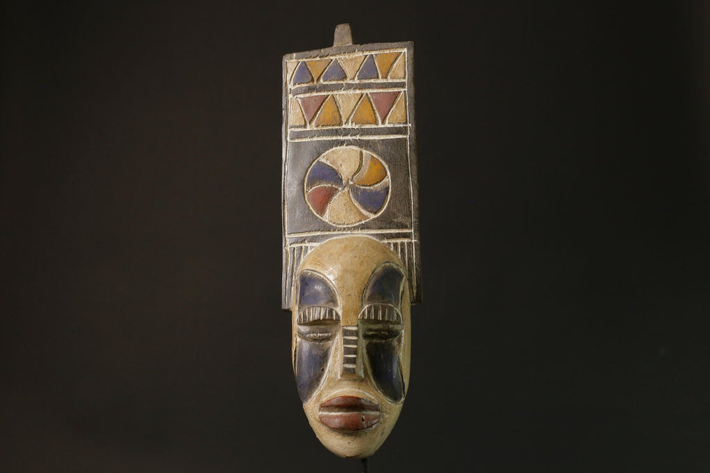 African Bobo Plank Masks Tribal Face Mask Wood Hand Carved Vintage Wall-4190