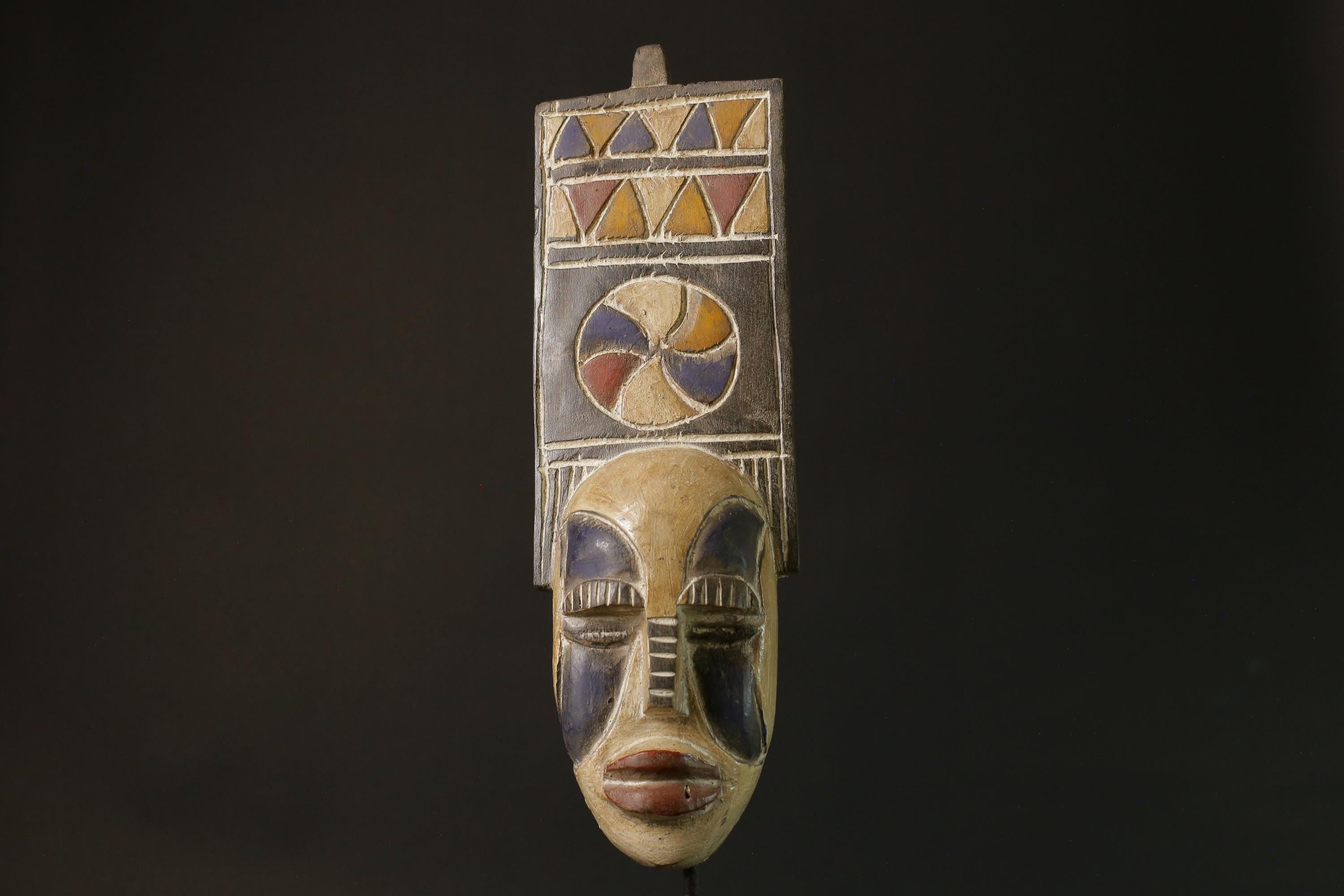 African Bobo Plank Masks Tribal Face Mask Wood Hand Carved Vintage Wall-4190