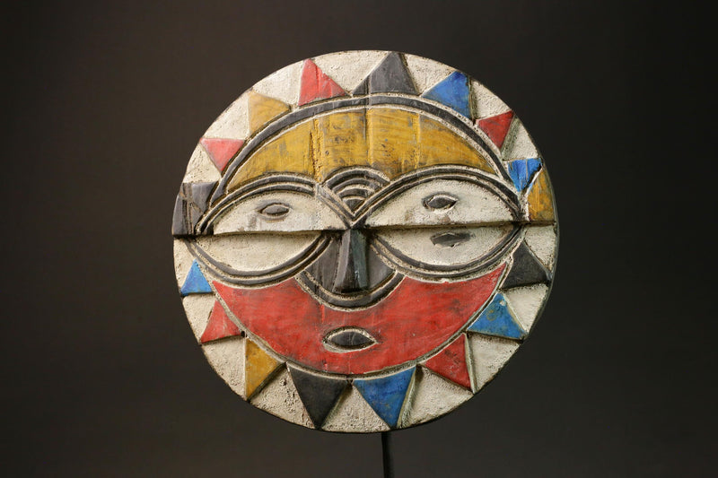 African Tribal Wood Masks Handmade Teke Eket Moon Mask Antiques Masks for wall-9107