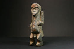 African Fang Kabeja Figure - Solid Wood Traditional Colors Tribe Statue Figure -7871