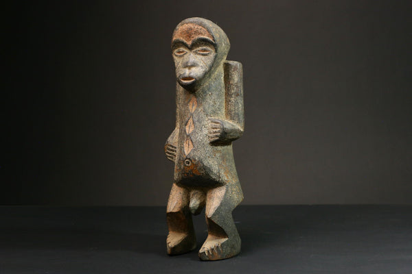 African Fang Kabeja Figure - Solid Wood Traditional Colors Tribe Statue Figure -7871