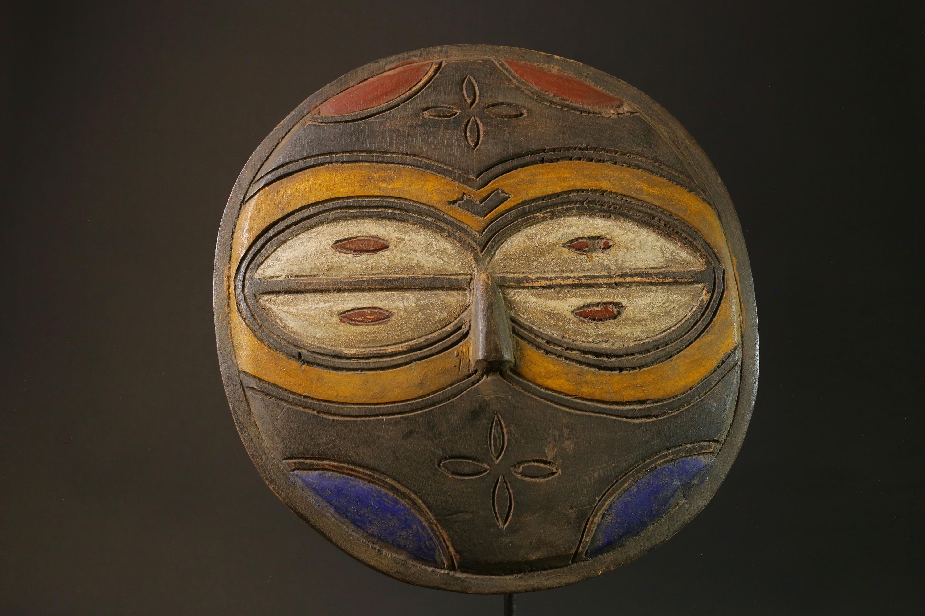 African mask Eket Antiques wood African real figure vintage African masks for wall-G1185