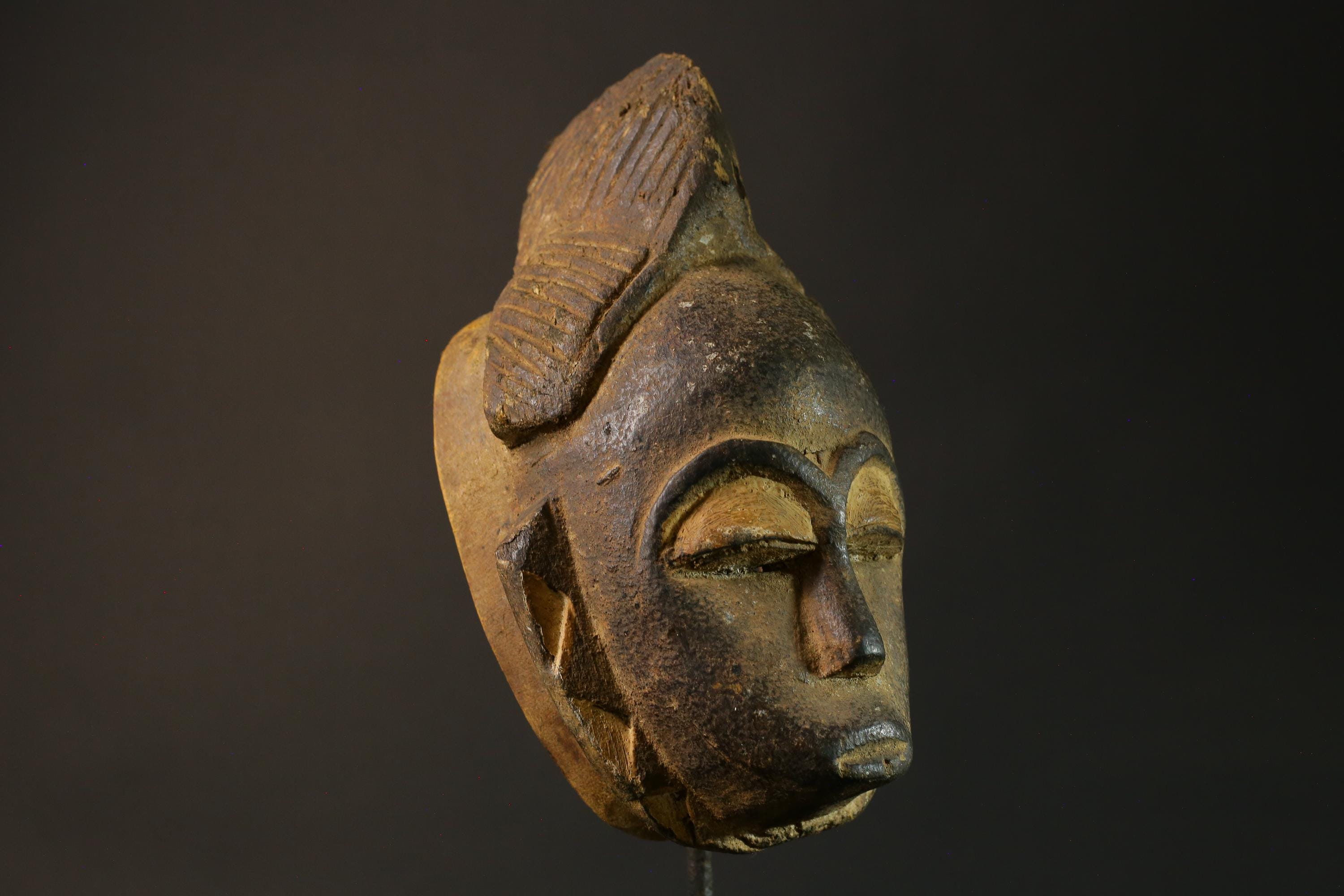 African mask Baule wood African real figure vintage African masks for wall-7491