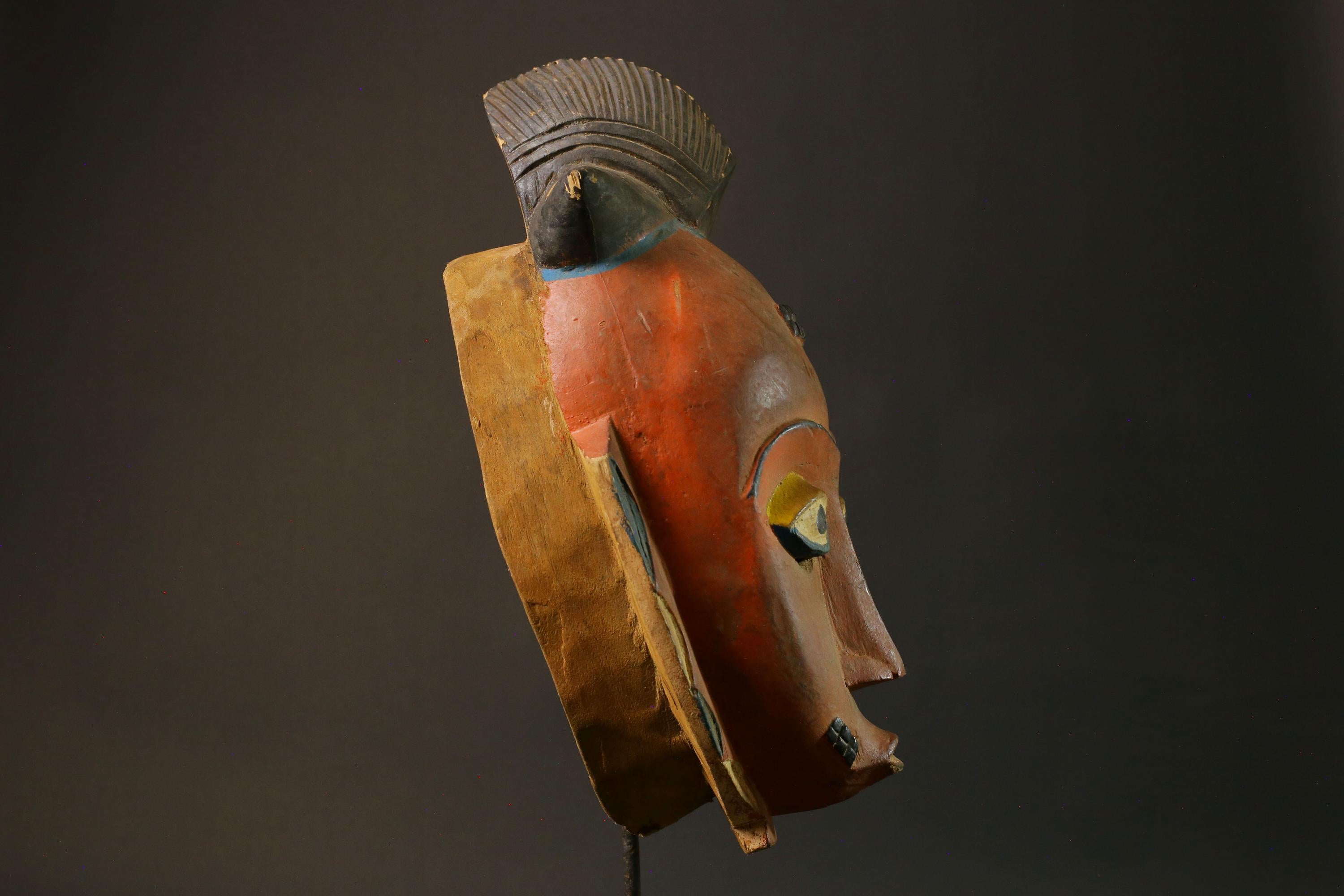 African Mask Baule Hand Carved Wooden Mask Wall Hanging Primitive Art Masks for wall-7503