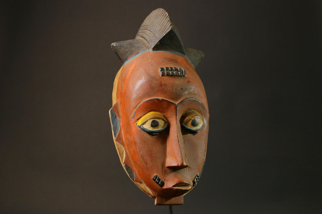 African Mask Baule Hand Carved Wooden Mask Wall Hanging Primitive Art Masks for wall-7503