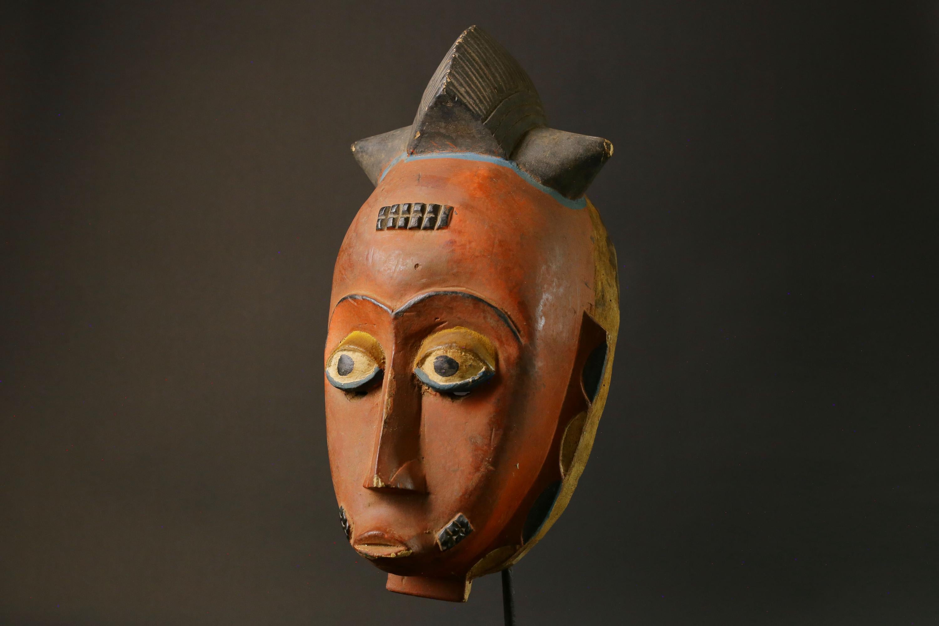 African Mask Baule Hand Carved Wooden Mask Wall Hanging Primitive Art Masks for wall-7503