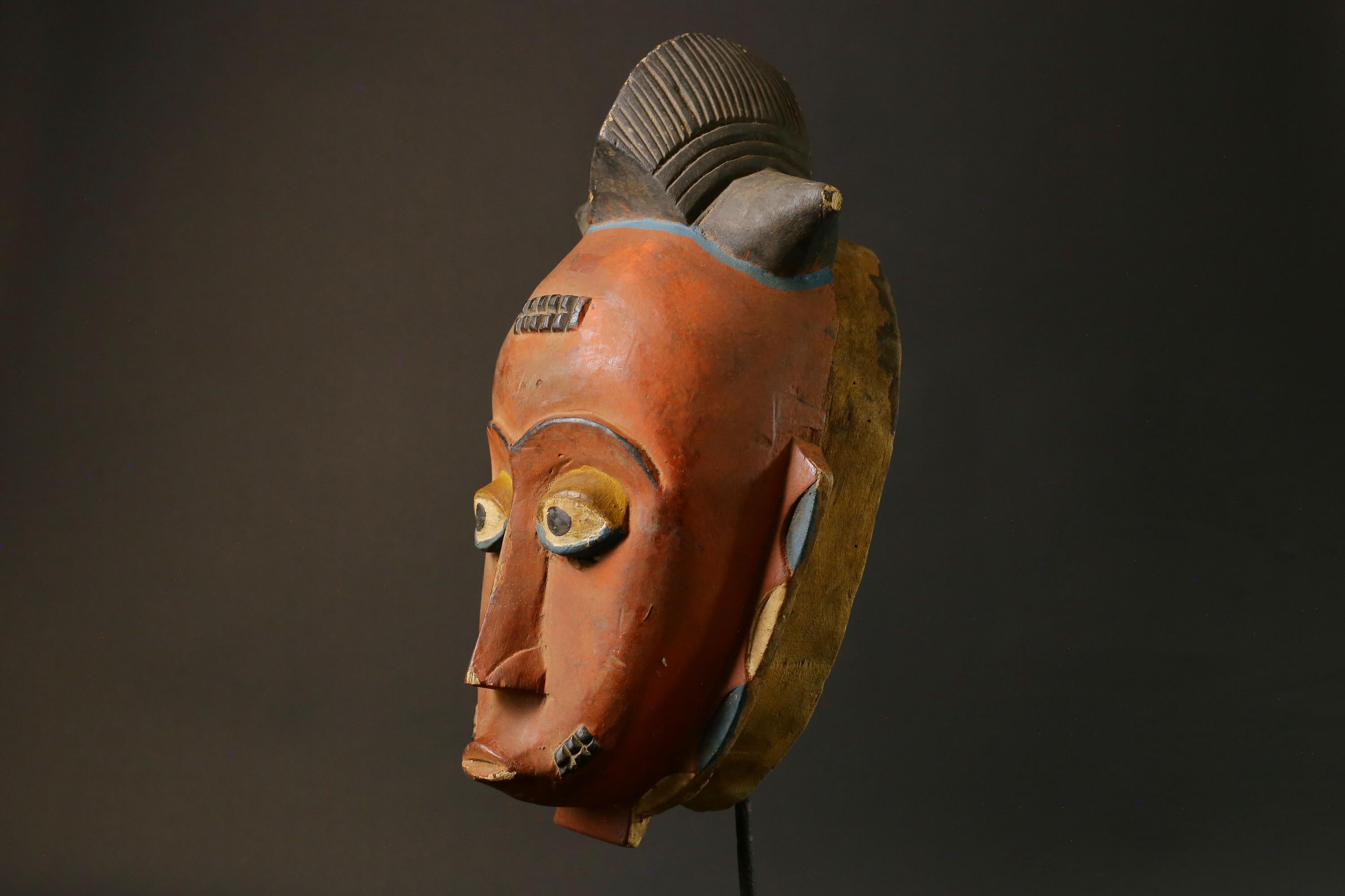 African Mask Baule Hand Carved Wooden Mask Wall Hanging Primitive Art Masks for wall-7503