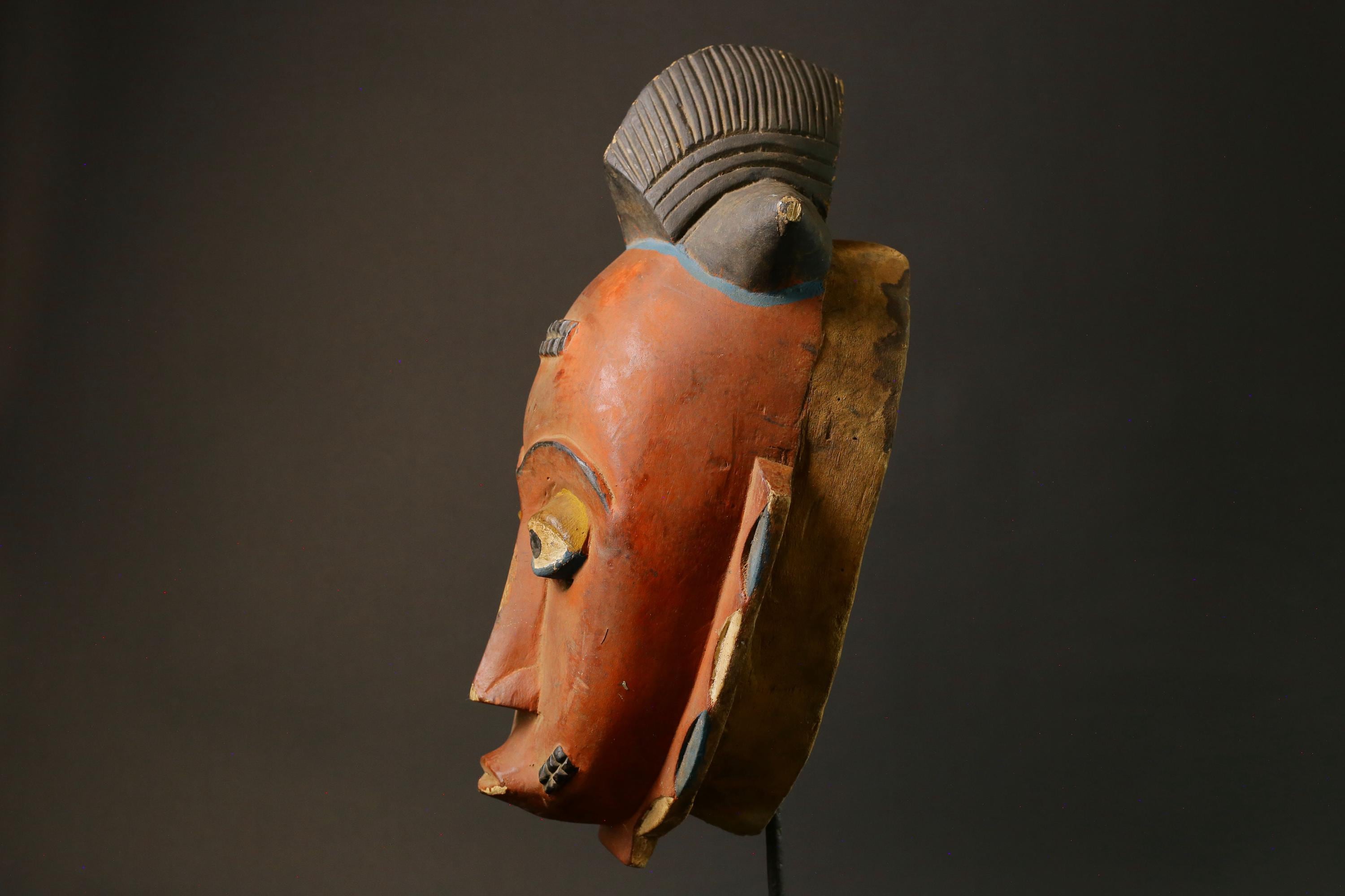 African Mask Baule Hand Carved Wooden Mask Wall Hanging Primitive Art Masks for wall-7503