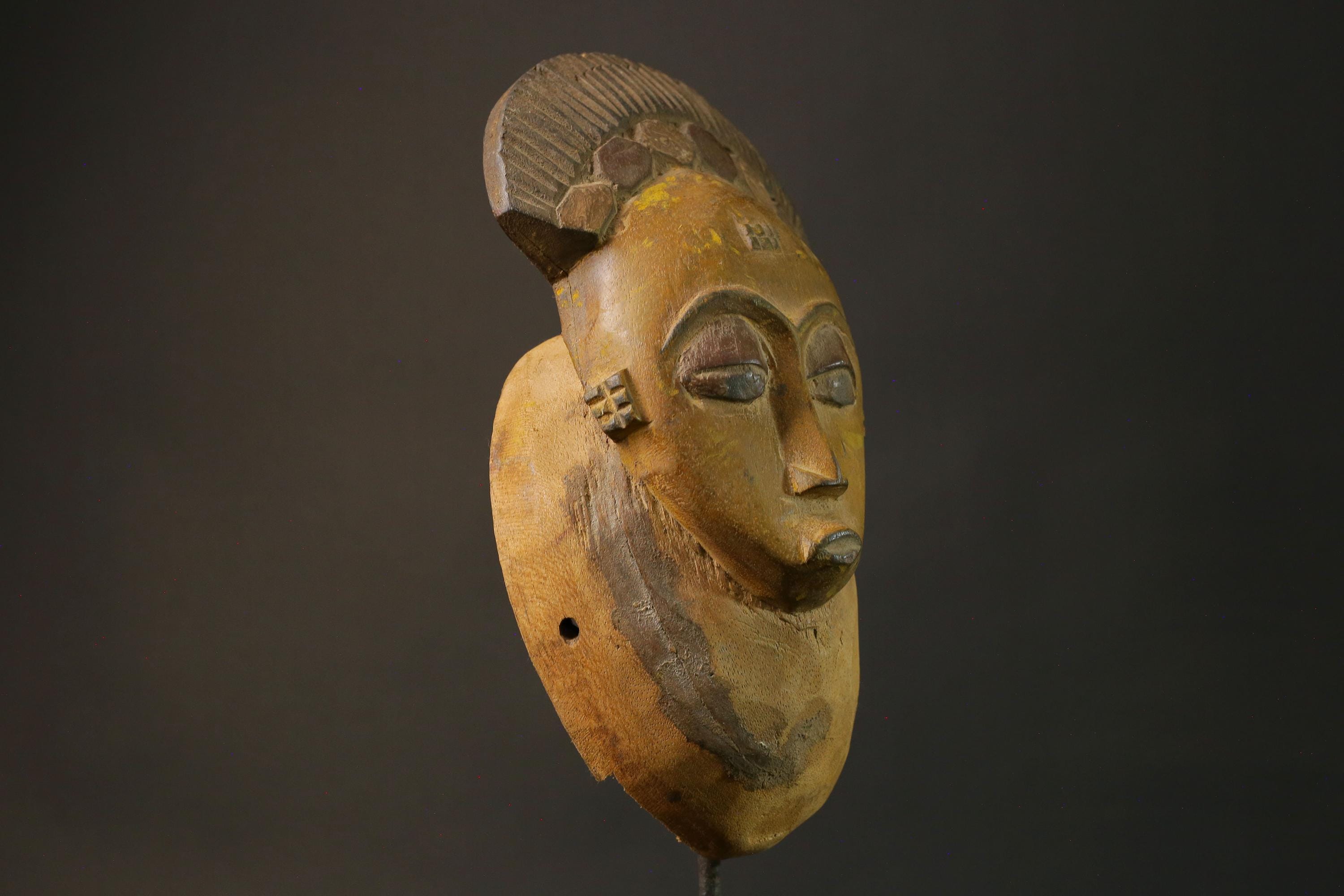 African mask Guro Baule wood African real figure vintage masks for wall -7504
