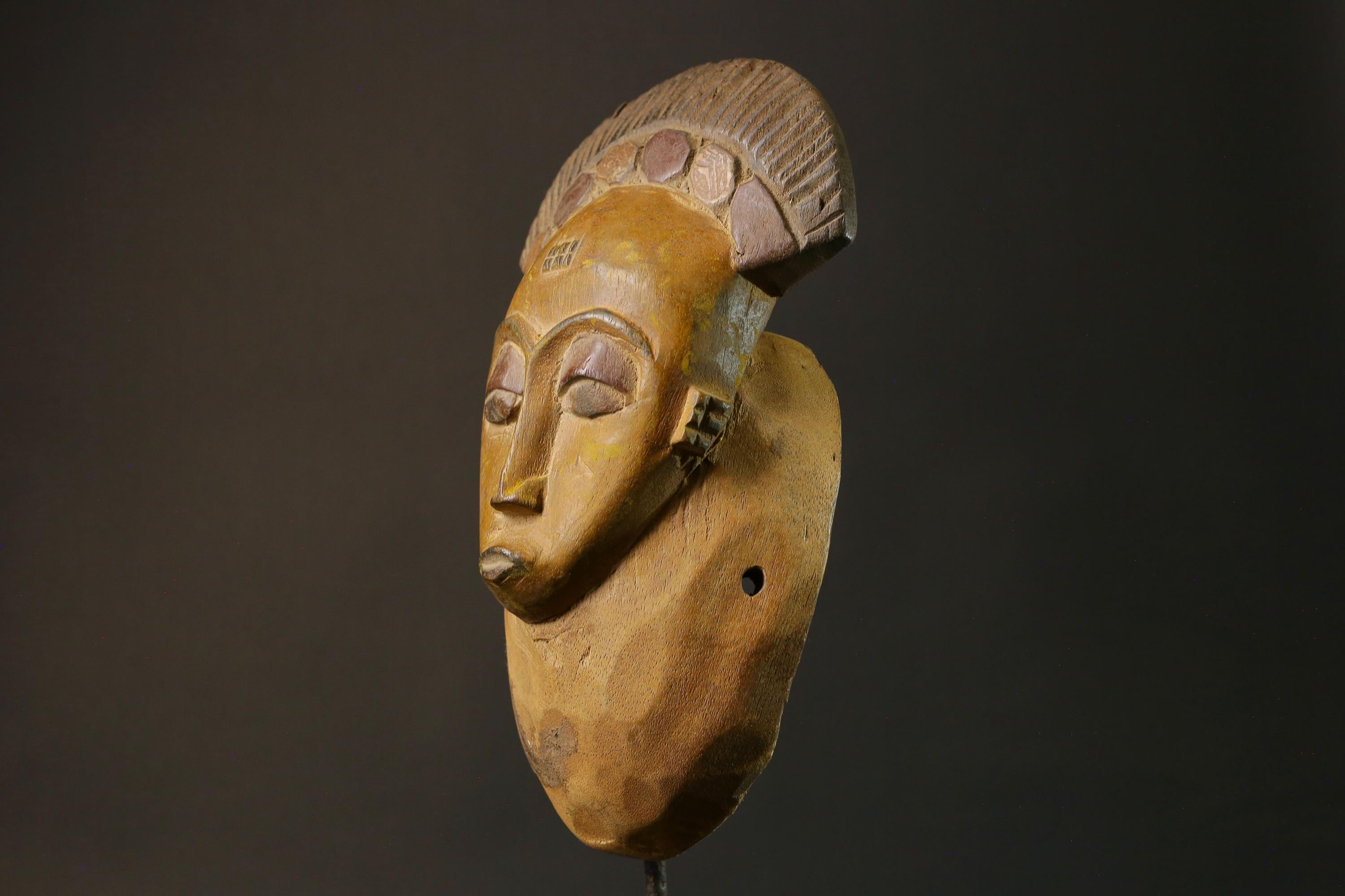 African mask Guro Baule wood African real figure vintage masks for wall -7504