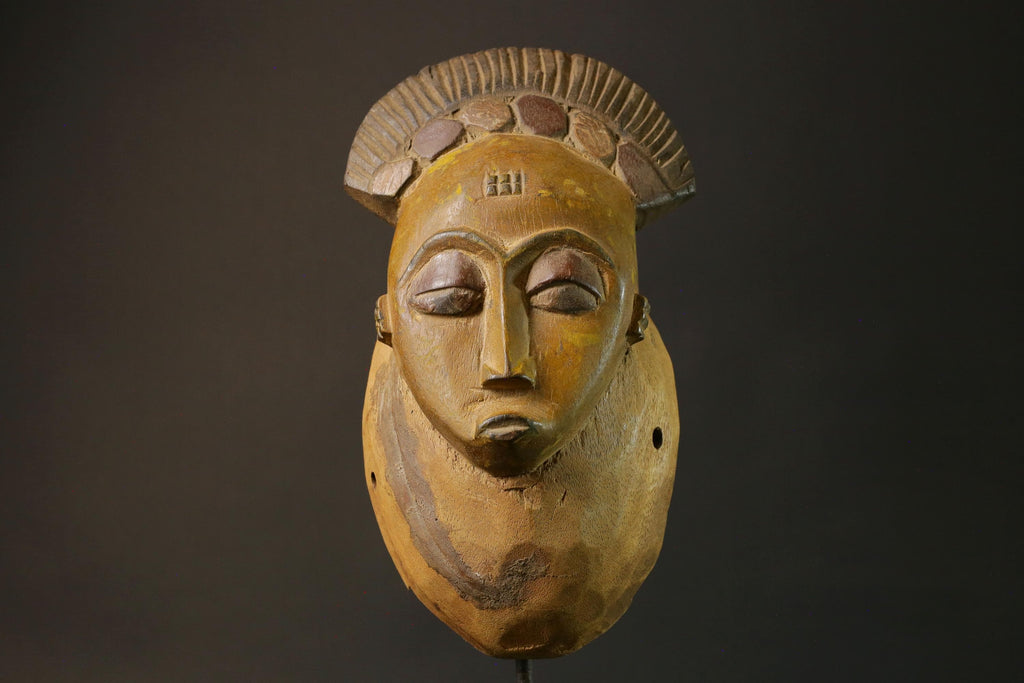 African mask Guro Baule wood African real figure vintage masks for wall -7504