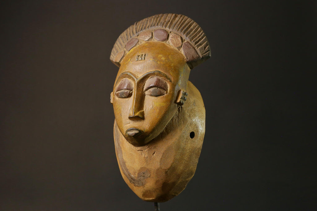 African mask Guro Baule wood African real figure vintage masks for wall -7504
