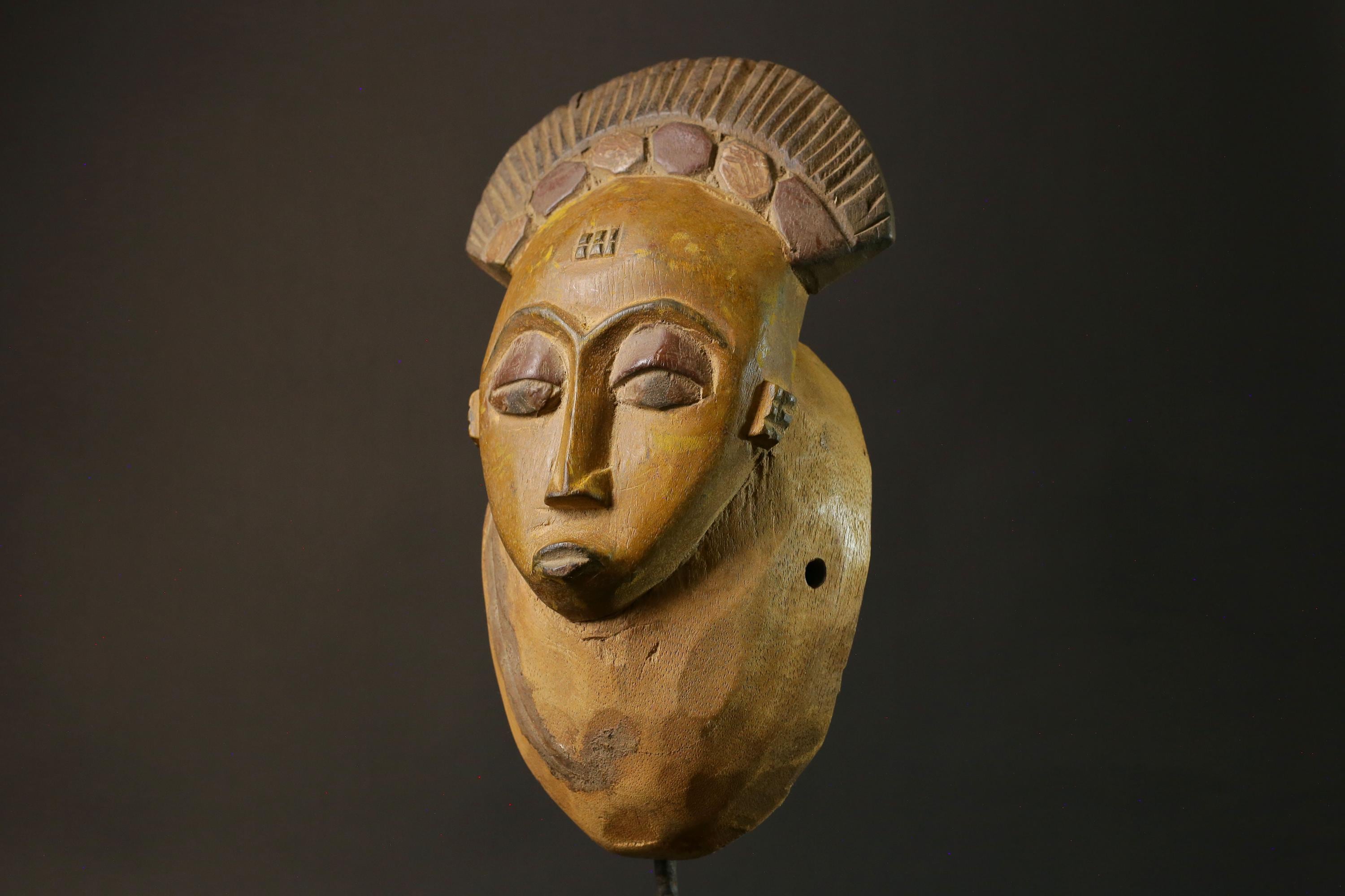 African mask Guro Baule wood African real figure vintage masks for wall -7504