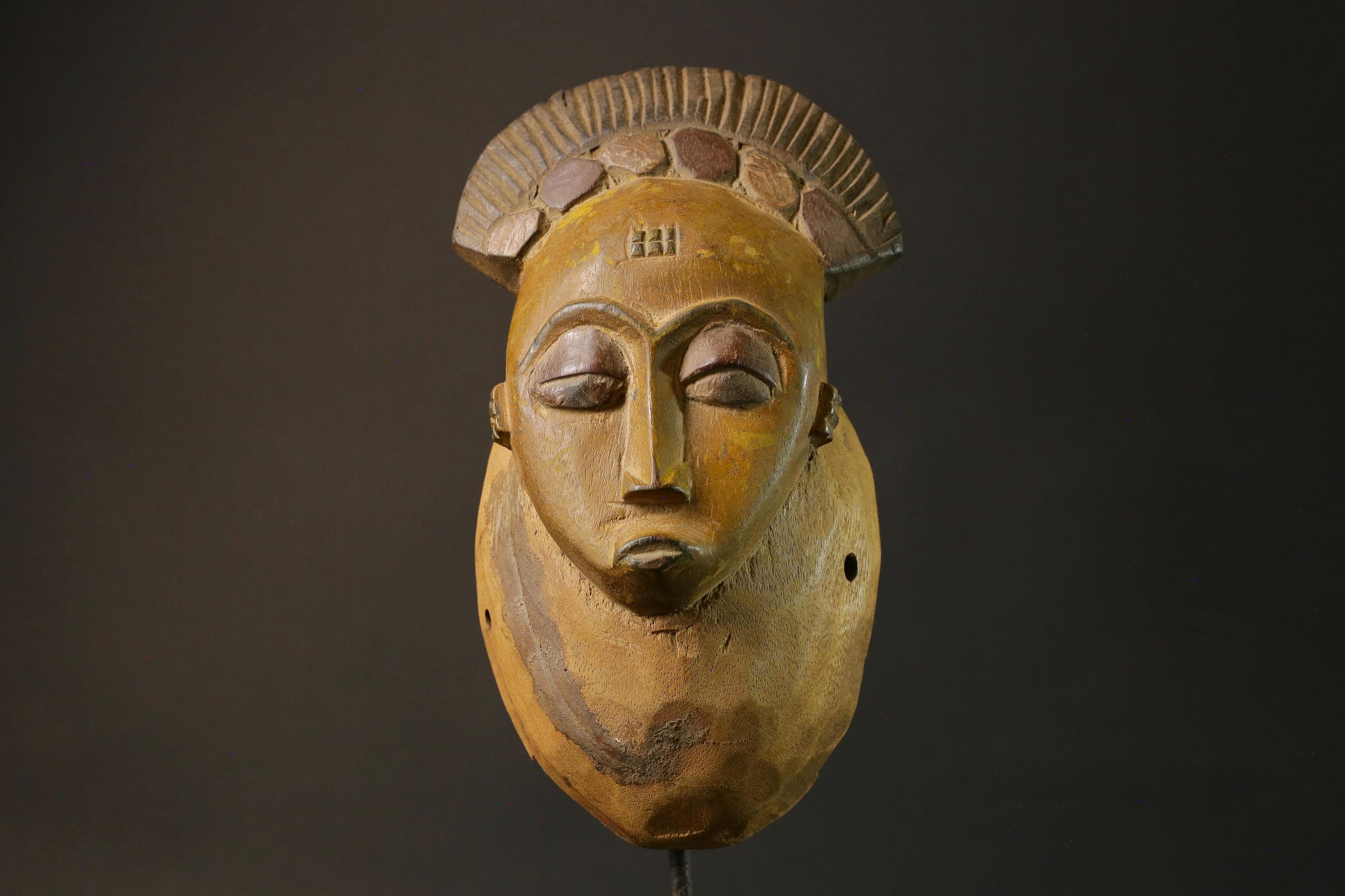 African mask Guro Baule wood African real figure vintage masks for wall -7504