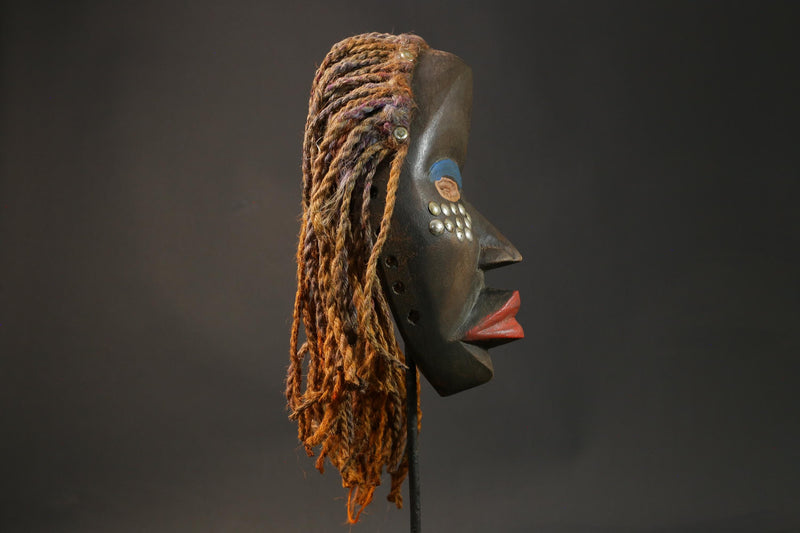 African mask wood African real figure vintage African masks for wall Dan Mask Deangle -G2832