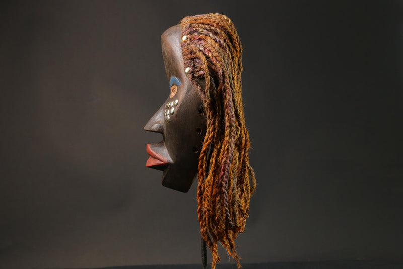 African mask wood African real figure vintage African masks for wall Dan Mask Deangle -G2832