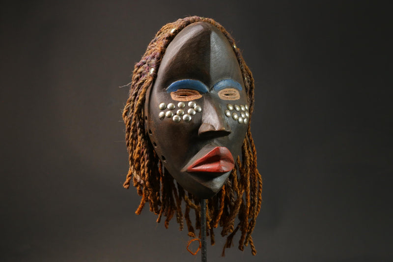 African mask wood African real figure vintage African masks for wall Dan Mask Deangle -G2832