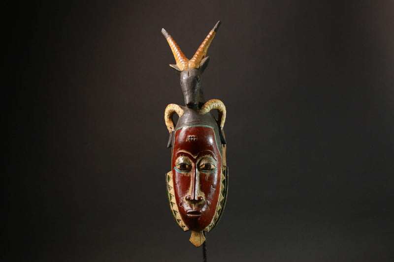 Antique Red Wood Guro Baule Mask-African Wall Art and Cultural Decor Masks for wall-G3098