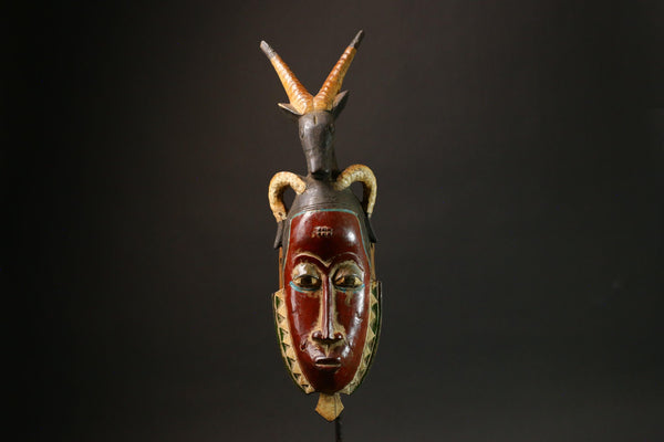 Antique Red Wood Guro Baule Mask-African Wall Art and Cultural Decor Masks for wall-G3098