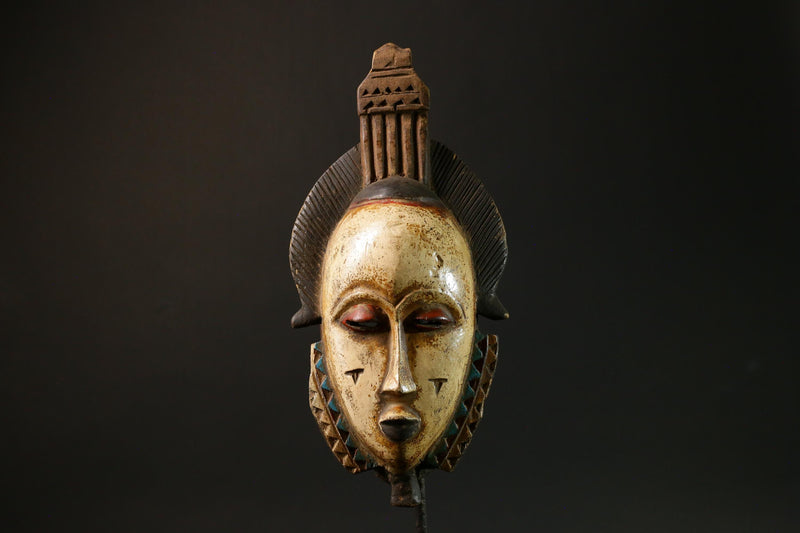 Antique African Baule Mask - Wooden Wall Hanging Primitive Art Decor Masks for wall-G3097