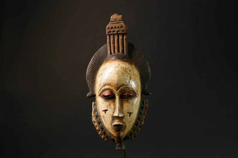 Antique African Baule Mask - Wooden Wall Hanging Primitive Art Decor Masks for wall-G3097