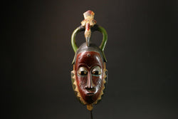 African Red Carved Wood Baule Mask - African Art Wall Hanging Home Decor Masks for wall-G3091