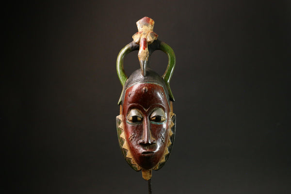 African Red Carved Wood Baule Mask - African Art Wall Hanging Home Decor Masks for wall-G3091