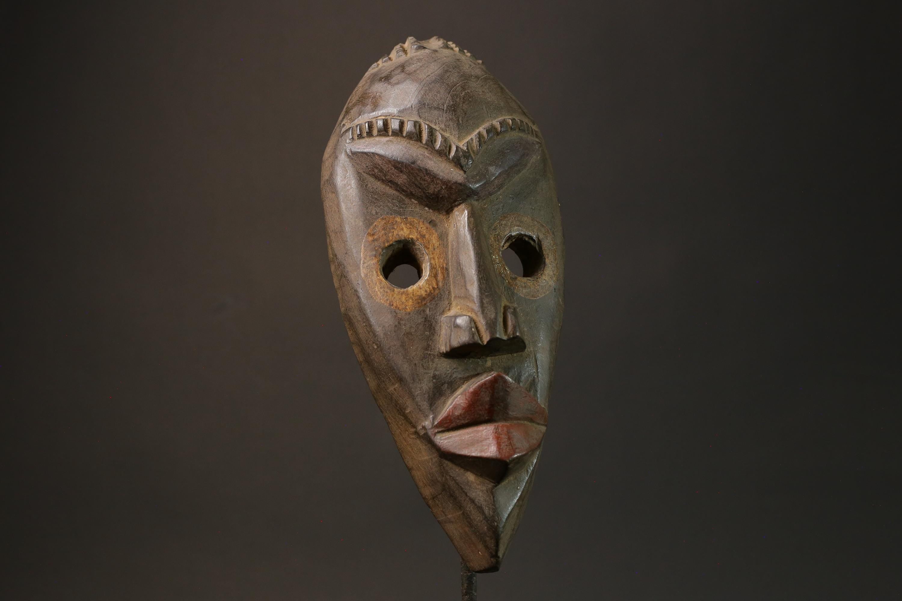 African mask wood Dan Mask African real figure vintage African masks for wall  -7588