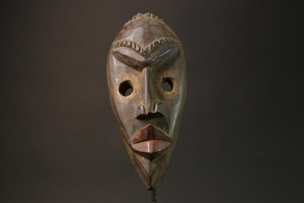 African mask wood Dan Mask African real figure vintage African masks for wall  -7588