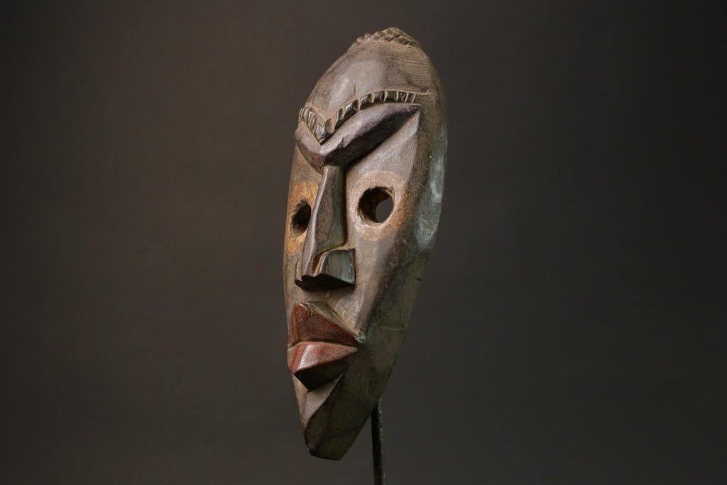 African mask wood Dan Mask African real figure vintage African masks for wall  -7588