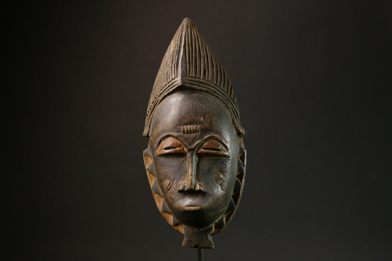 Antique African Baule Mask - Traditional Wood Wall Hanging Folk Art Decor Masks for wall-7885