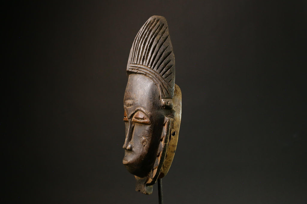 Antique African Baule Mask - Traditional Wood Wall Hanging Folk Art Decor Masks for wall-7885