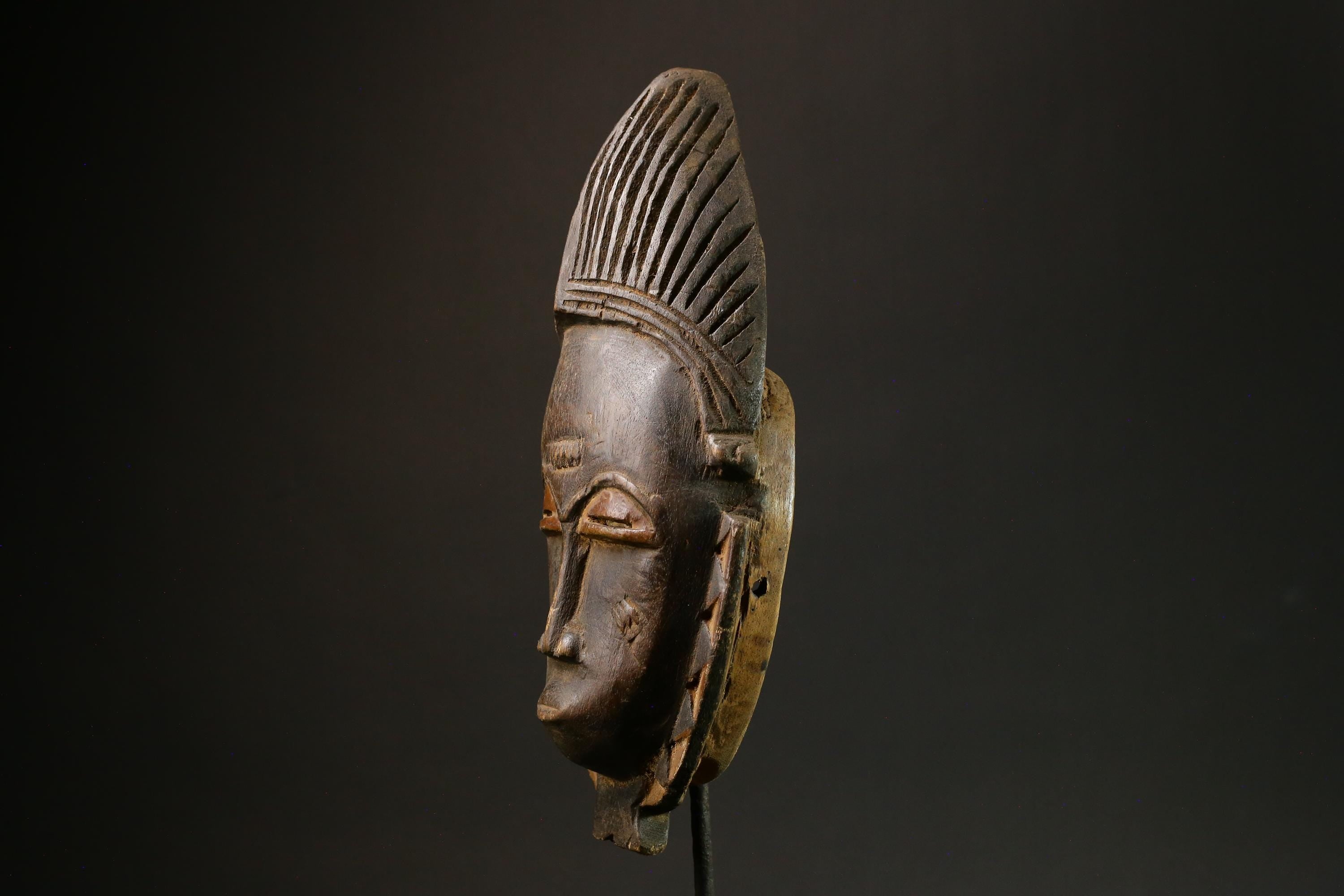 Antique African Baule Mask - Traditional Wood Wall Hanging Folk Art Decor Masks for wall-7885