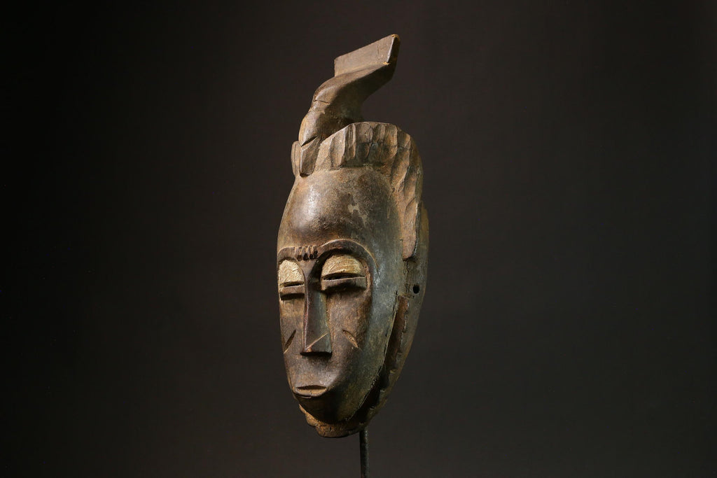 African Hand-Carved Tribal Mask - Wooden Baule Wall Decor Art Piece Masks for wall-8000