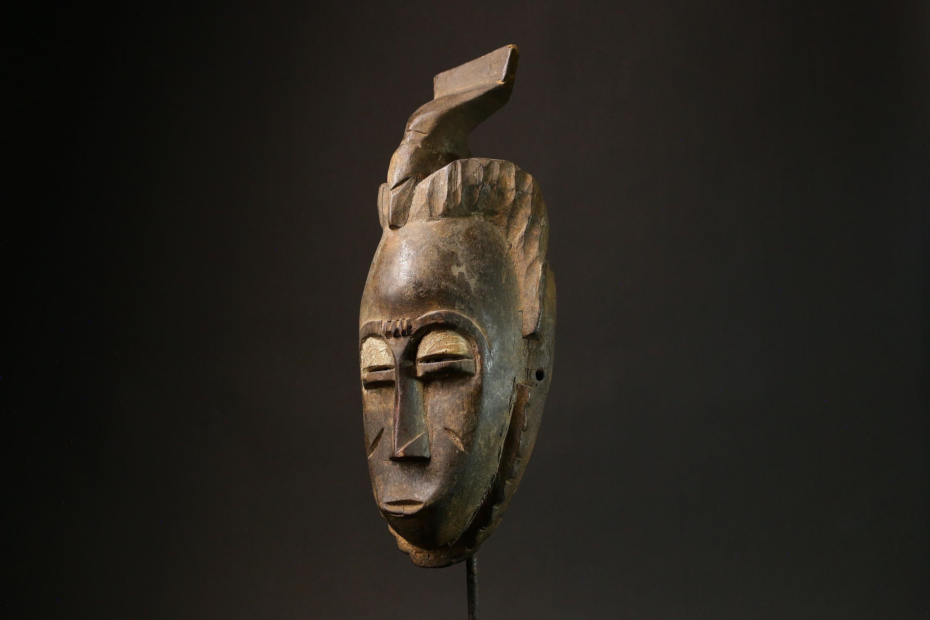 African Hand-Carved Tribal Mask - Wooden Baule Wall Decor Art Piece Masks for wall-8000