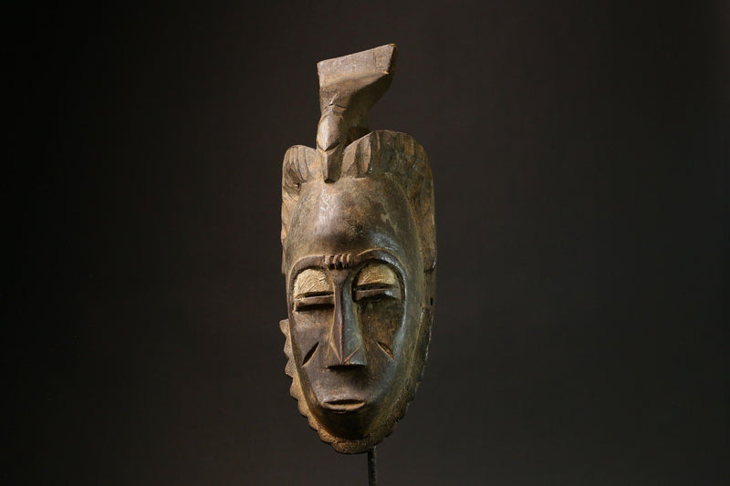 African Hand-Carved Tribal Mask - Wooden Baule Wall Decor Art Piece Masks for wall-8000