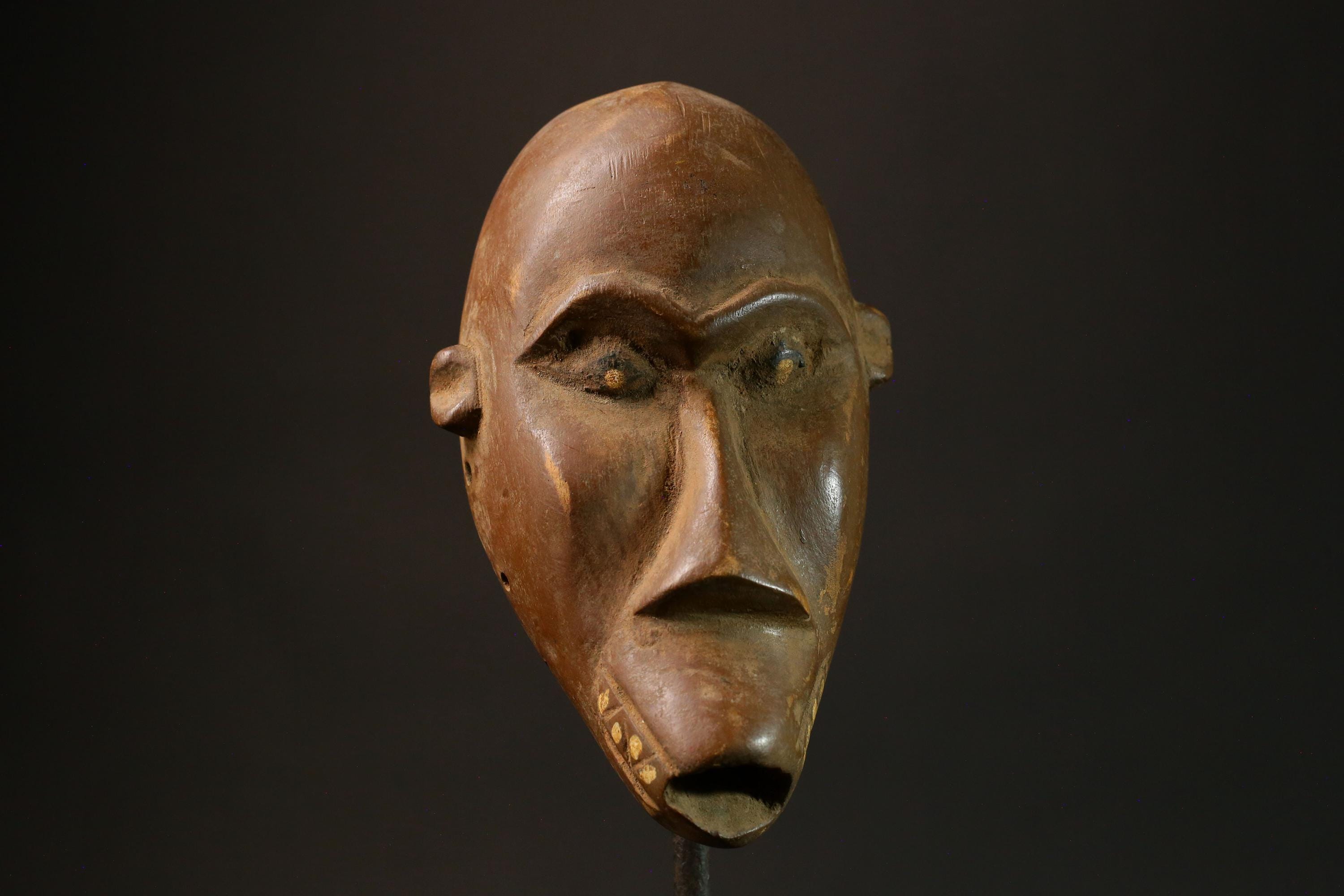 African Vintage Hand-Carved African Dan Mask - Tribal Decor from Congo Masks for wall- 3202