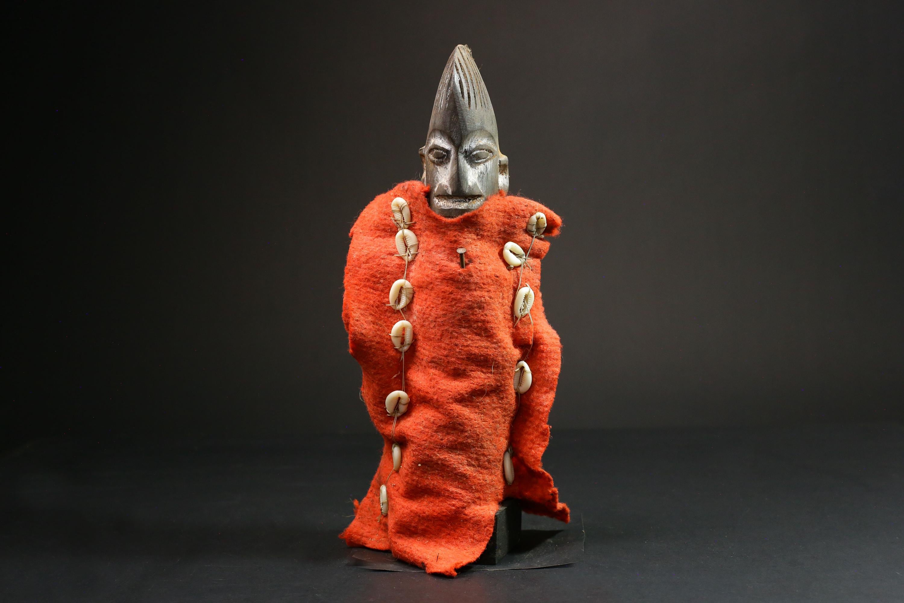 Handcrafted African Nkisi N'kondi Figure - Wooden Voodoo Doll Statue Art-G3107