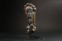 African Nkisi N'kondi Figure - Handcrafted Wooden Voodoo Doll Art Statue-G3108