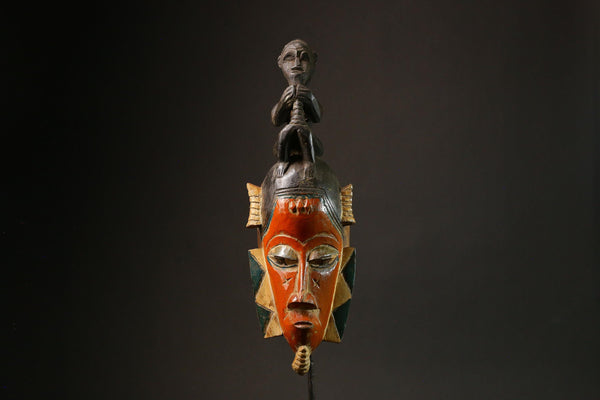 African Guro Mask Hand-Carved Wooden Wall Hanging with Monkey Design Masks for wall-G3115