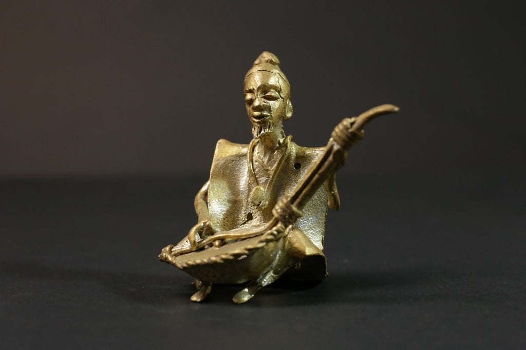African Tribal Art Brass Musician Figurine Primitive Brass Figurine -G2861