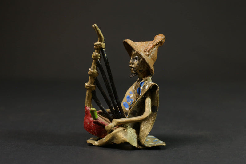 African Brass Tribal Musician With Rare Musical Instrument Benin Dogon wax-G2856