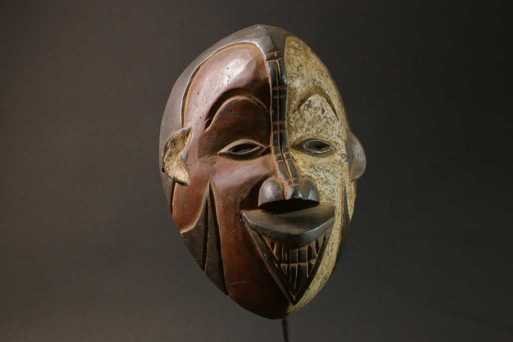 African wood mask antiques Hand Carved Wooden decor IgboIbo Burkina Faso Masks for wall-8933