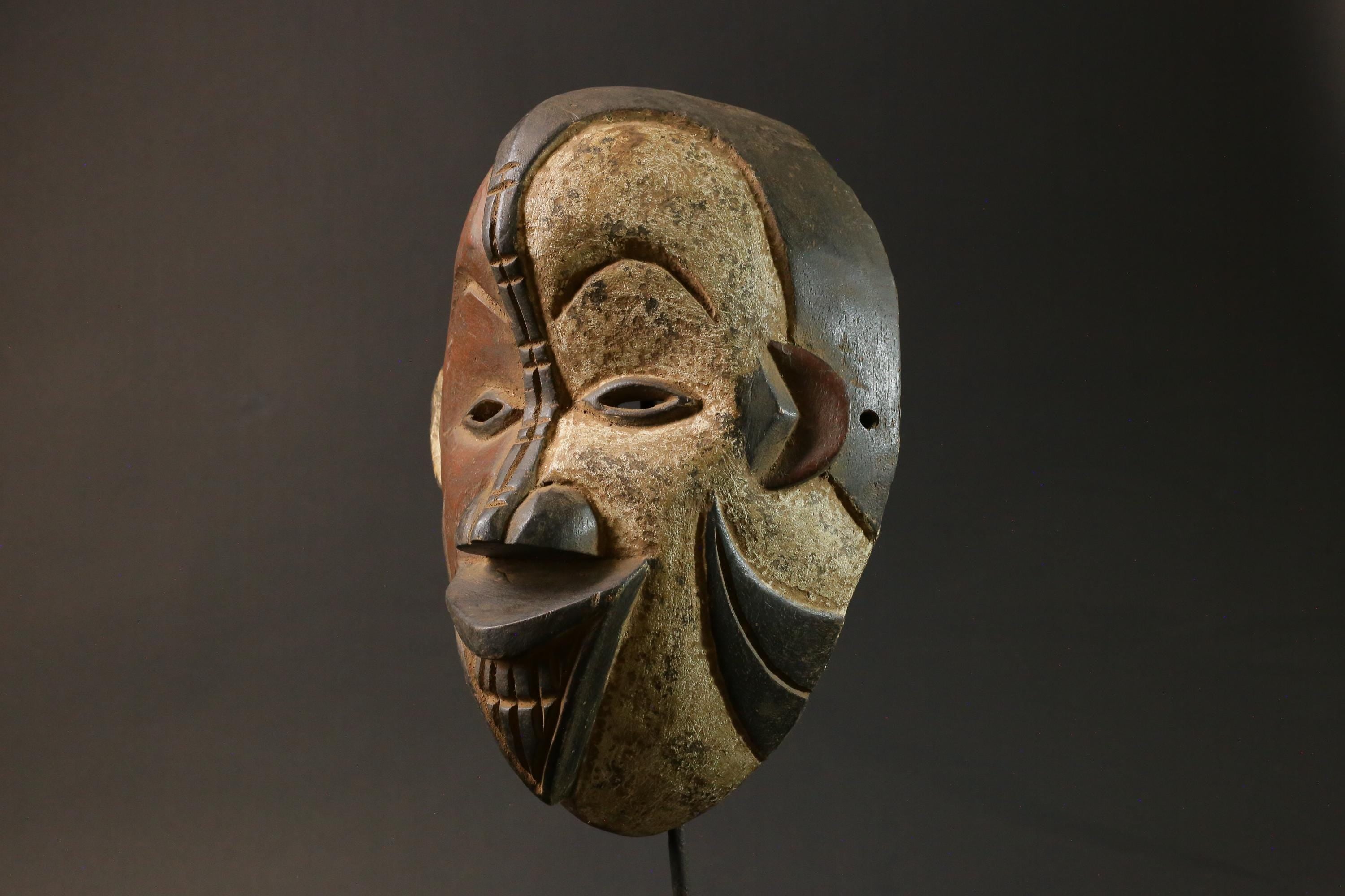 African wood mask antiques Hand Carved Wooden decor IgboIbo Burkina Faso Masks for wall-8933