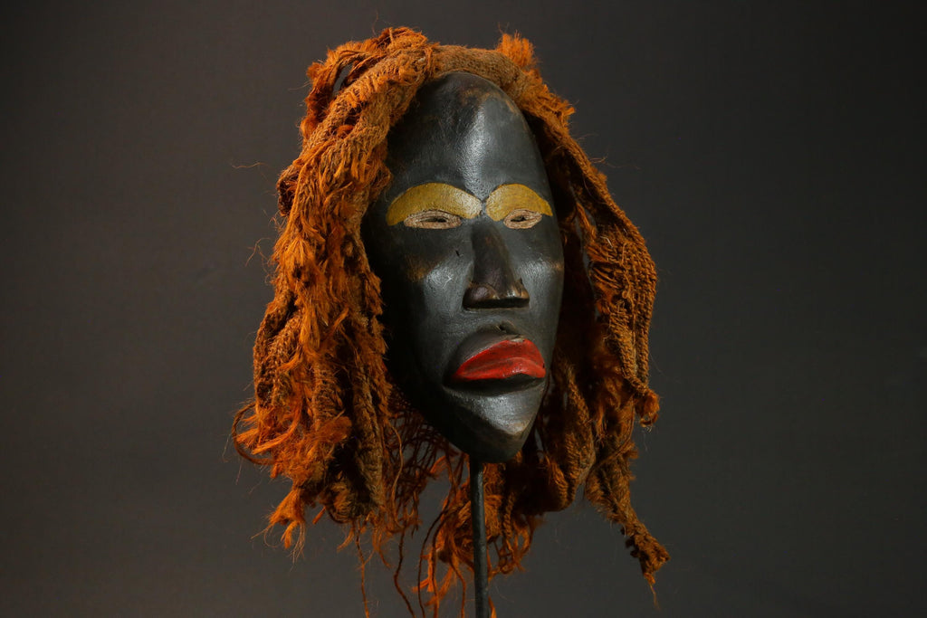 African wood mask antiques Dan Kran also Dan Ngere or Dan Masks for wall-G2873