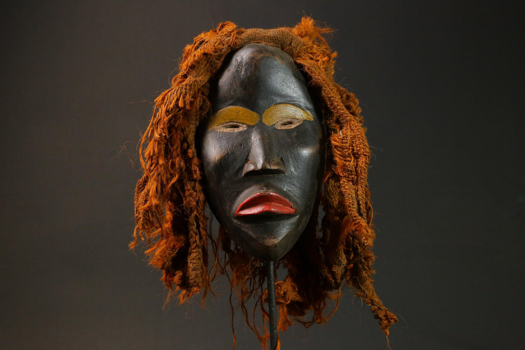 African wood mask antiques Dan Kran also Dan Ngere or Dan Masks for wall-G2873