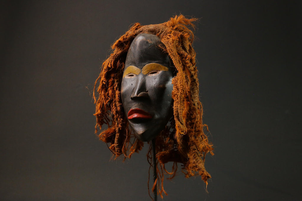 African wood mask antiques Dan Kran also Dan Ngere or Dan Masks for wall-G2873