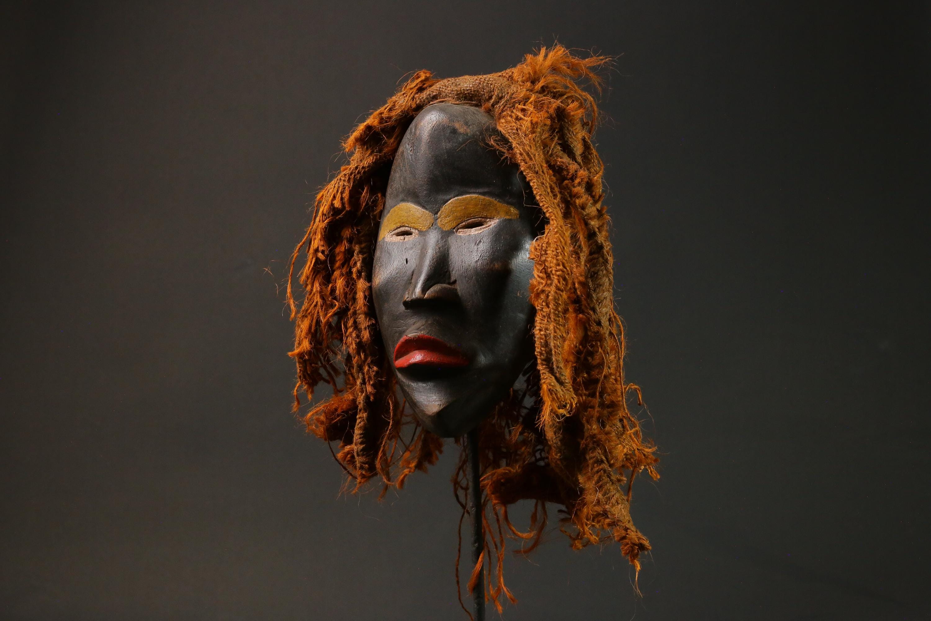 African wood mask antiques Dan Kran also Dan Ngere or Dan Masks for wall-G2873